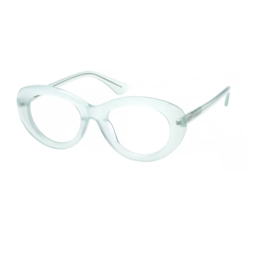 Oval Transparent Green Eyeglasses