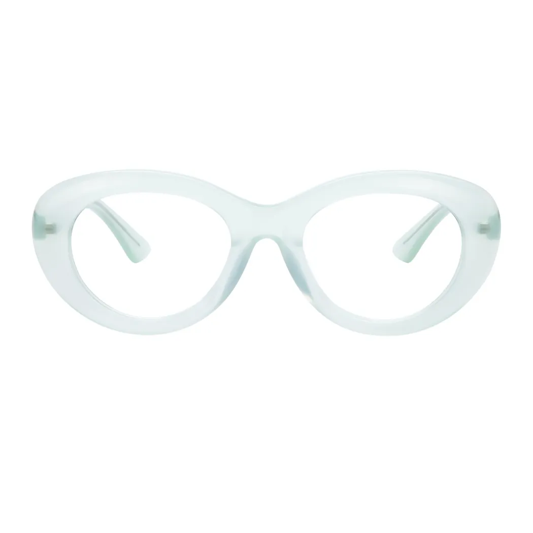 Oval Transparent Green Eyeglasses