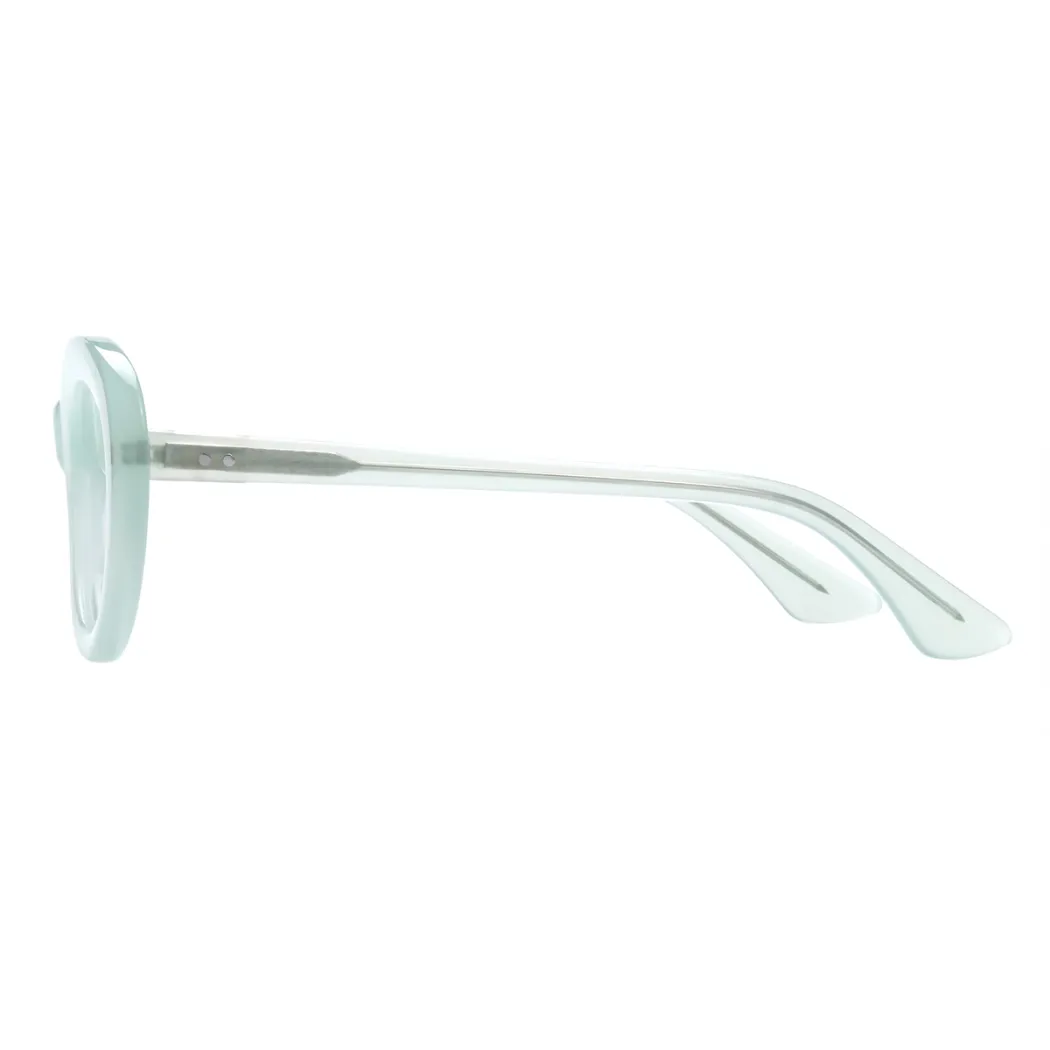 Oval Transparent Green Eyeglasses