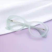 Oval Transparent Green Eyeglasses