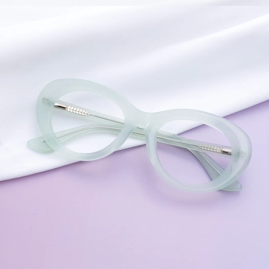 Oval Transparent Green Eyeglasses