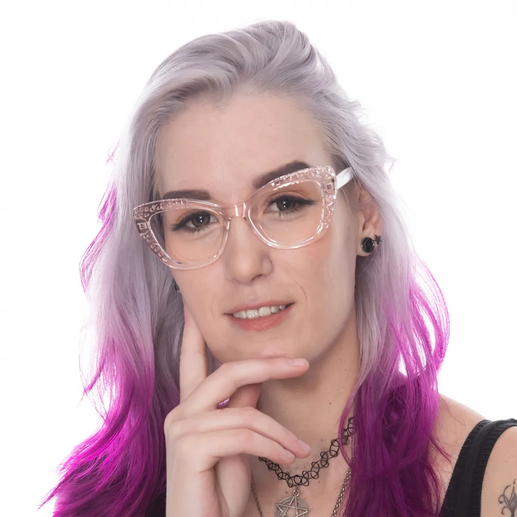 Cat-eye Transparent Pink Eyeglasses