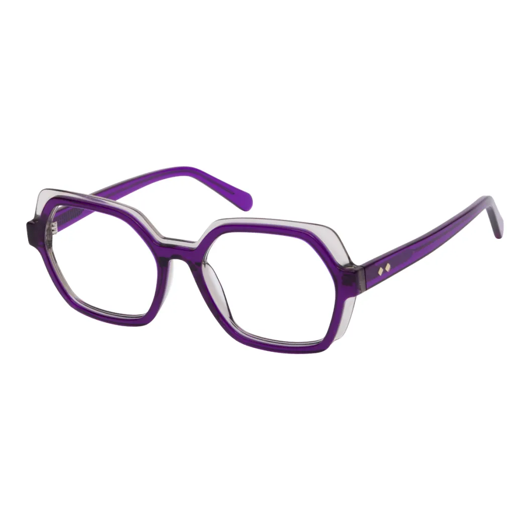 Geometric Transparent Purple Eyeglasses