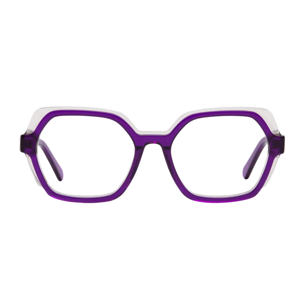 Geometric Transparent Purple Eyeglasses