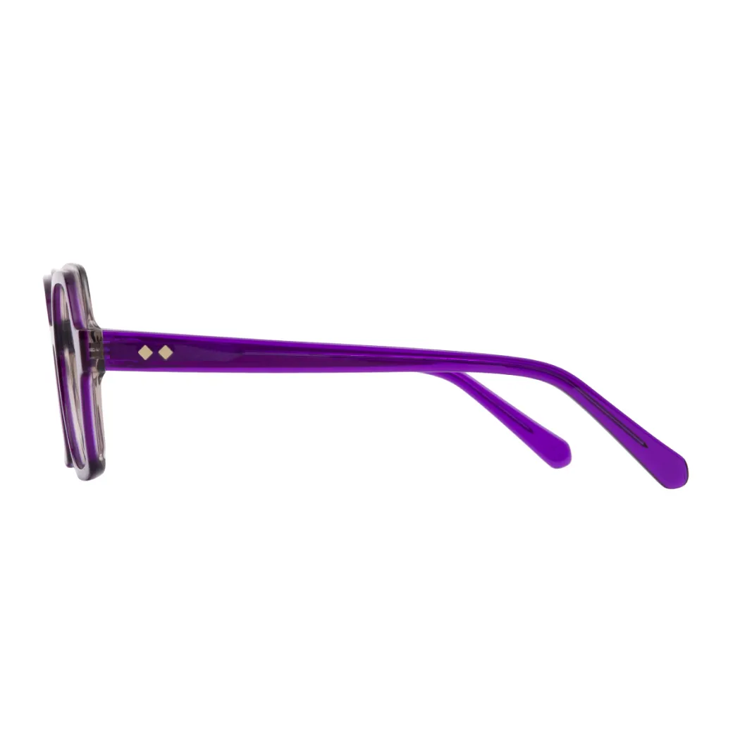 Geometric Transparent Purple Eyeglasses