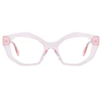 Geometric Transparent Pink Eyeglasses