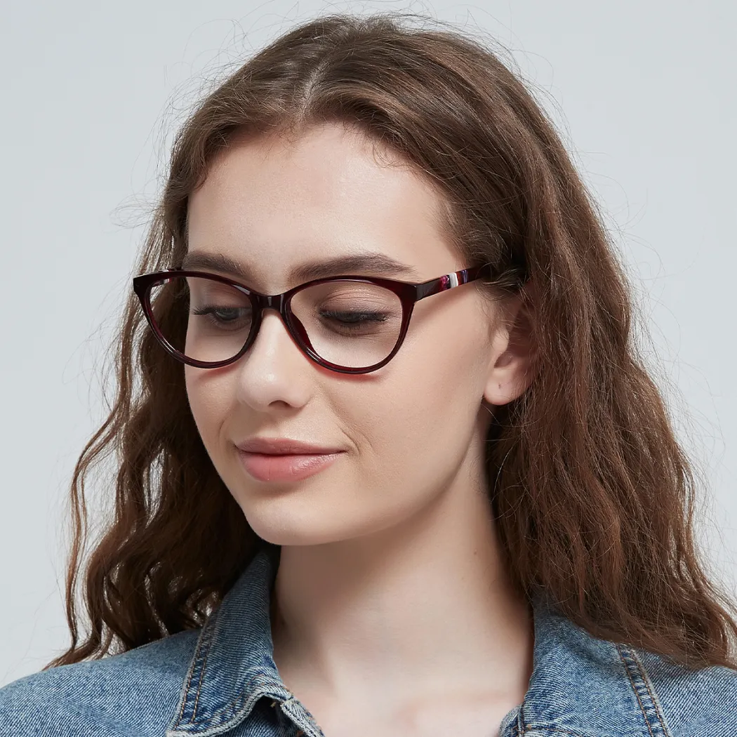 Oval Red Eyeglasses