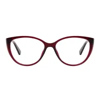 Oval Transparent Red Eyeglasses