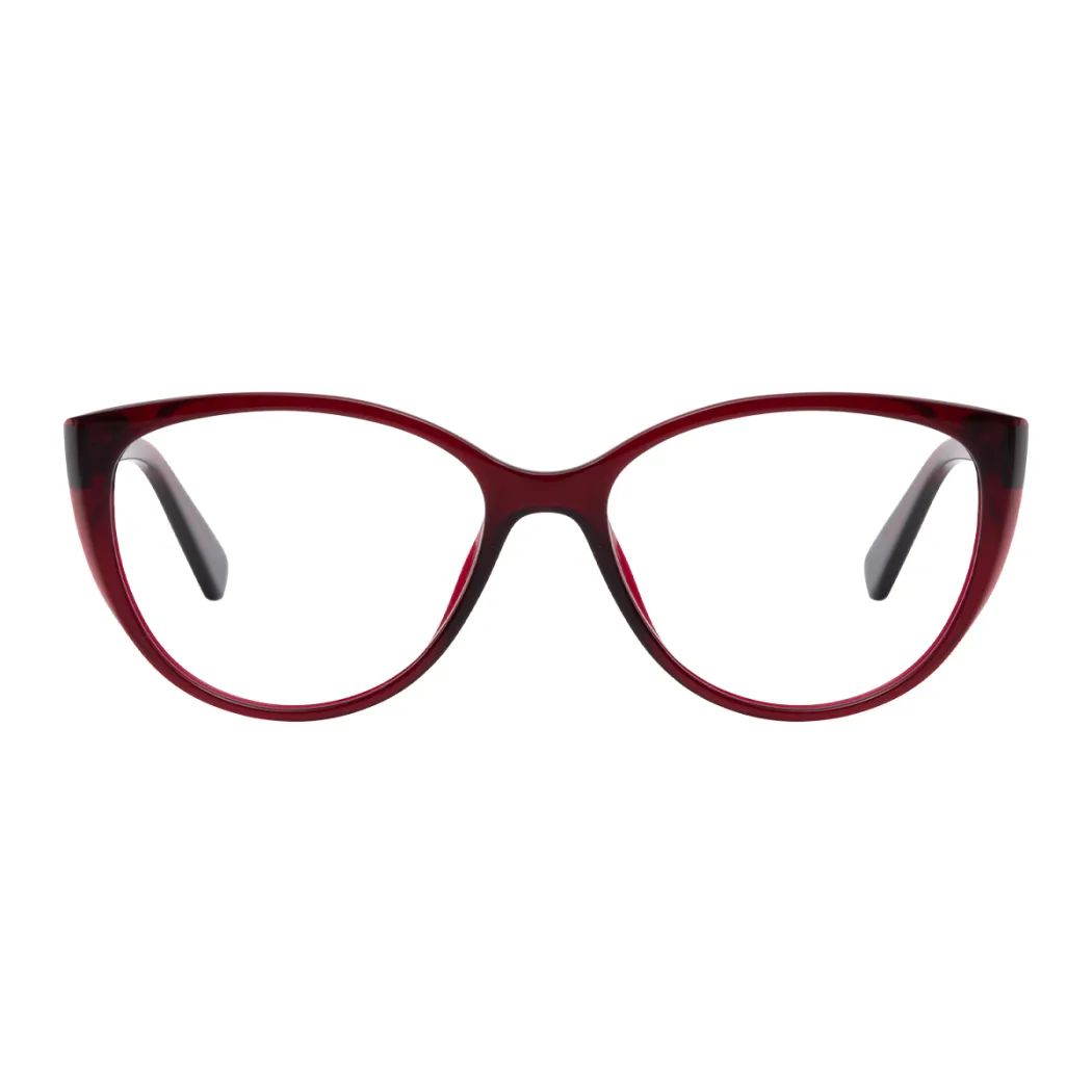 Oval Transparent Red Eyeglasses