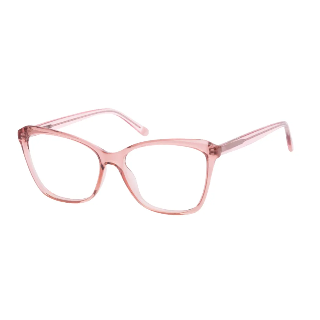 Rectangle Transparent Pink Eyeglasses