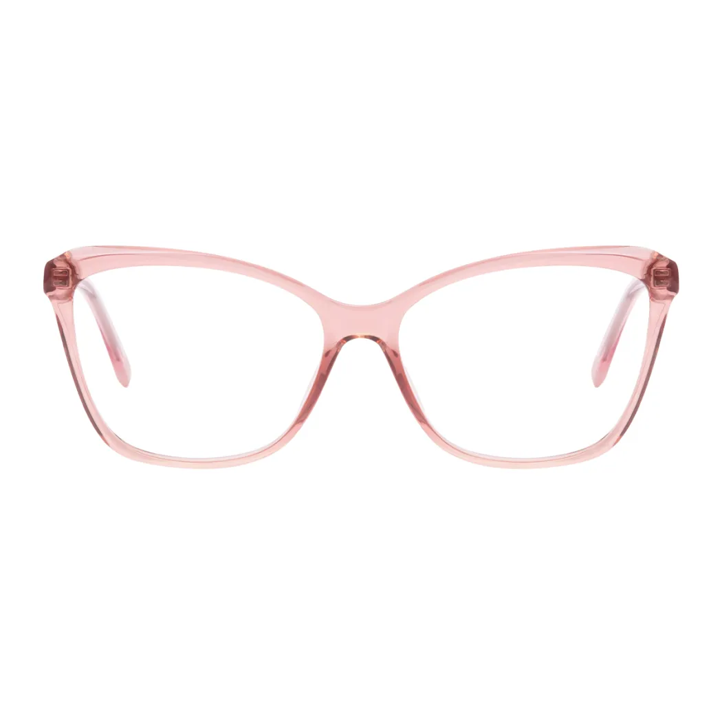Rectangle Transparent Pink Eyeglasses