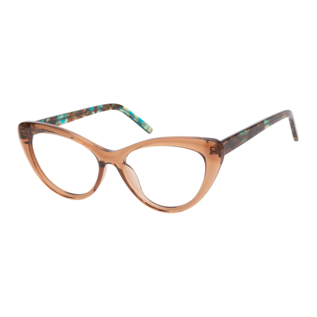 Cat-eye Transparent Brown Eyeglasses