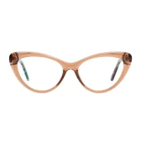 Cat-eye Transparent Brown Eyeglasses