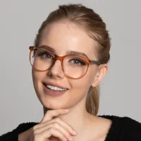 Cat-eye Transparent Brown Eyeglasses