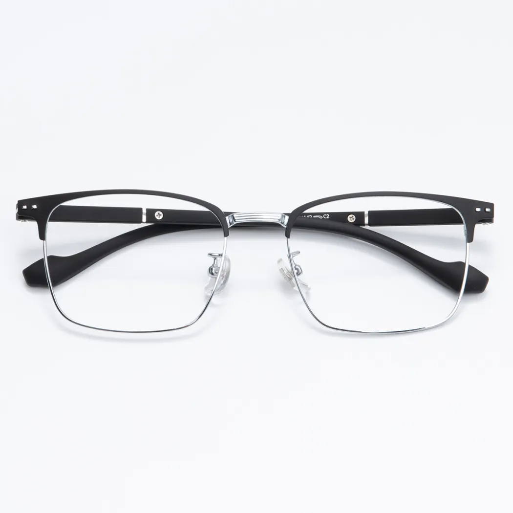 Rectangle Black Silver Eyeglasses