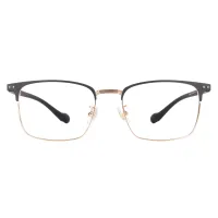 Rectangle Black Gold Eyeglasses