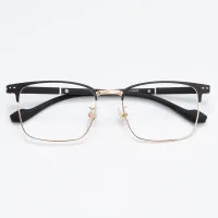 Rectangle Black Gold Eyeglasses