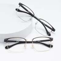 Rectangle Black Gold Eyeglasses