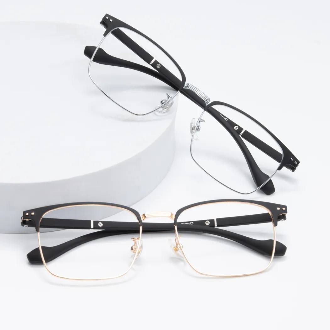 Rectangle Black Gold Eyeglasses