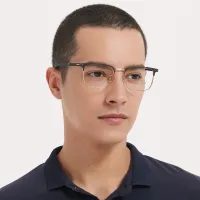Rectangle Black Gold Eyeglasses