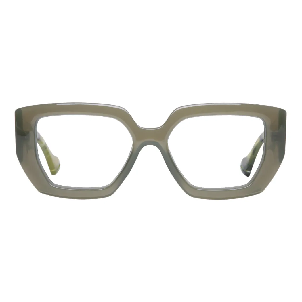 Square Dark Green Eyeglasses