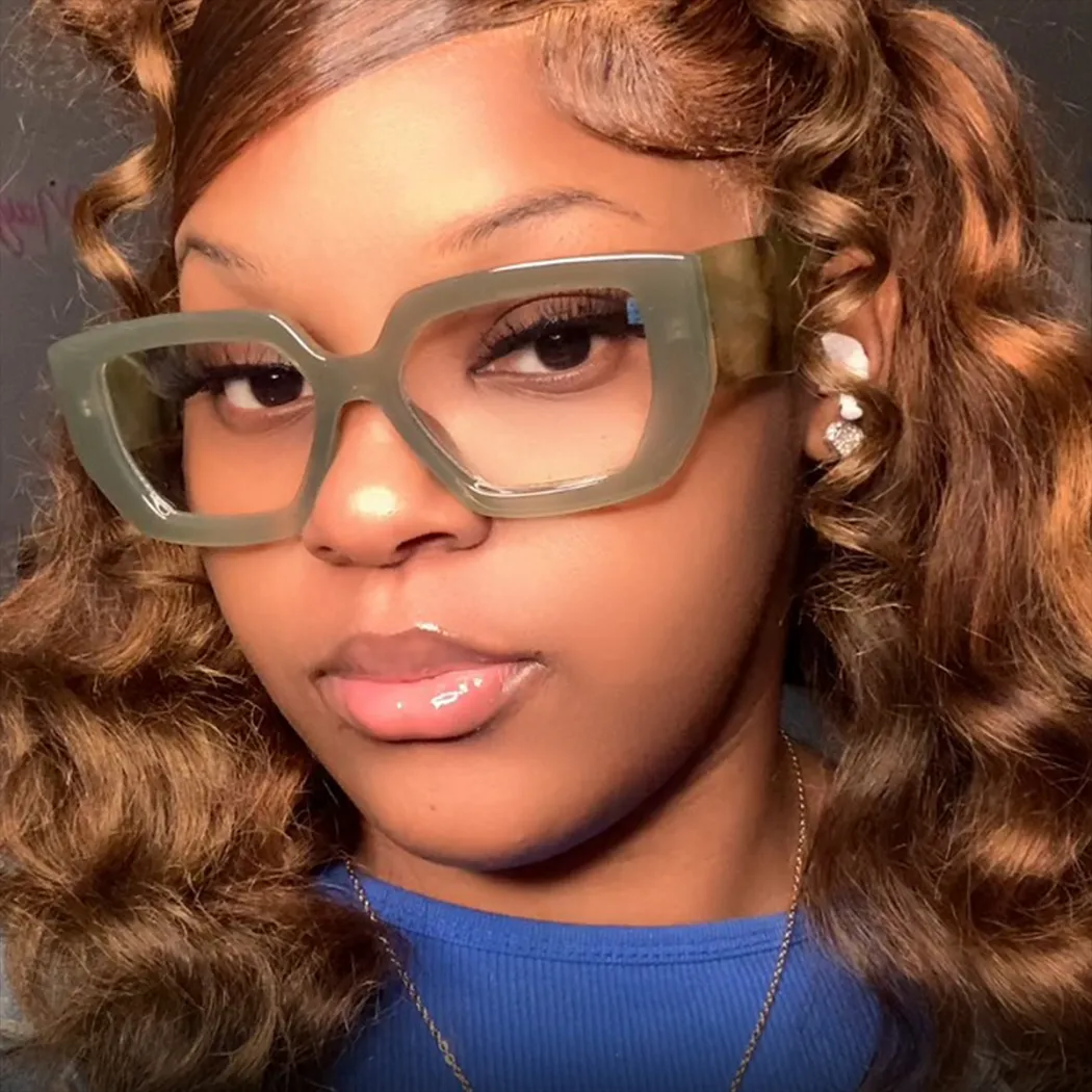Square Dark Green Eyeglasses