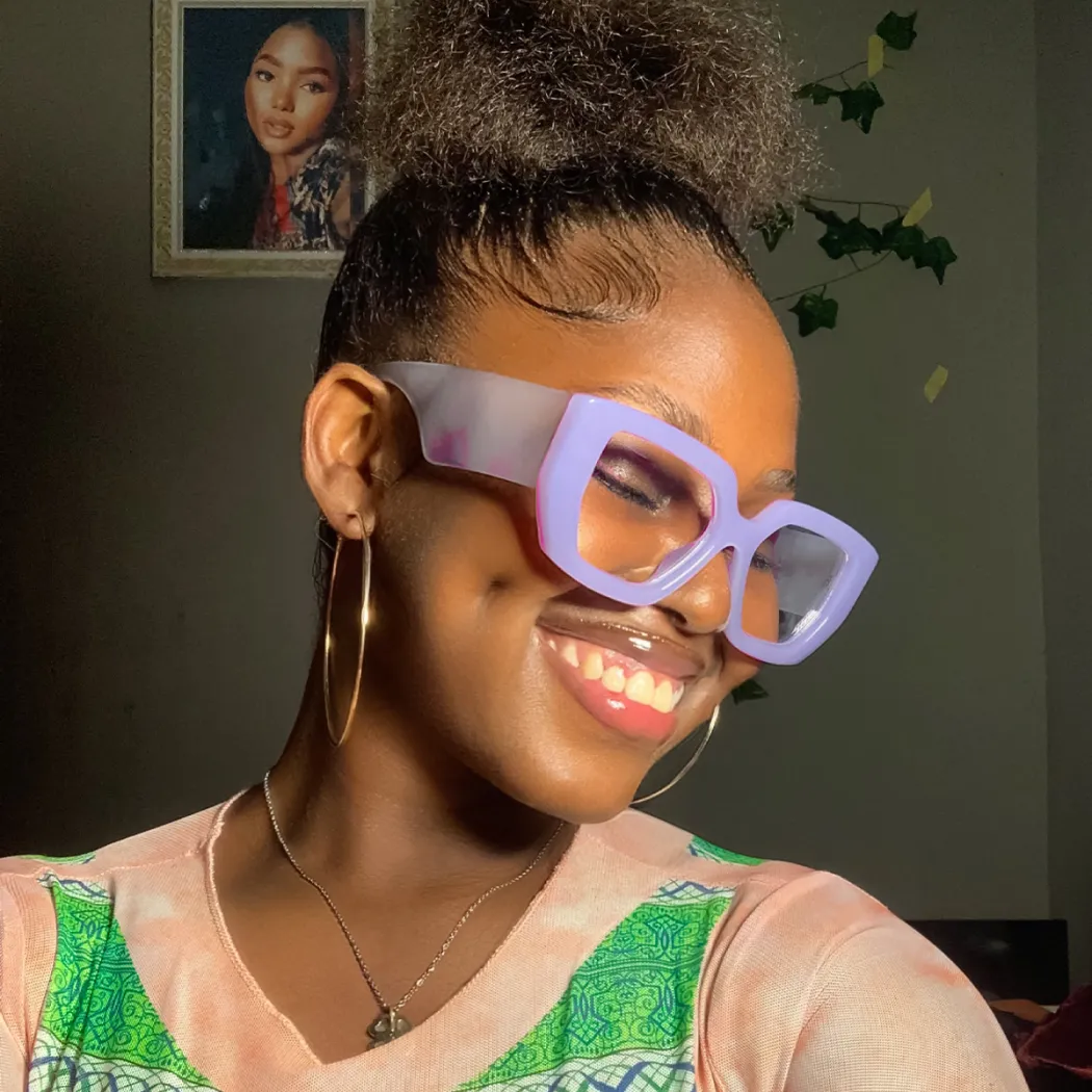 Rectangle Purple Eyeglasses