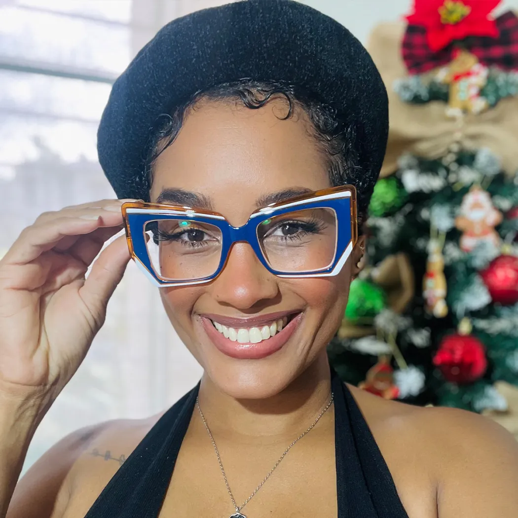 Cat-eye Orange/Blue Eyeglasses
