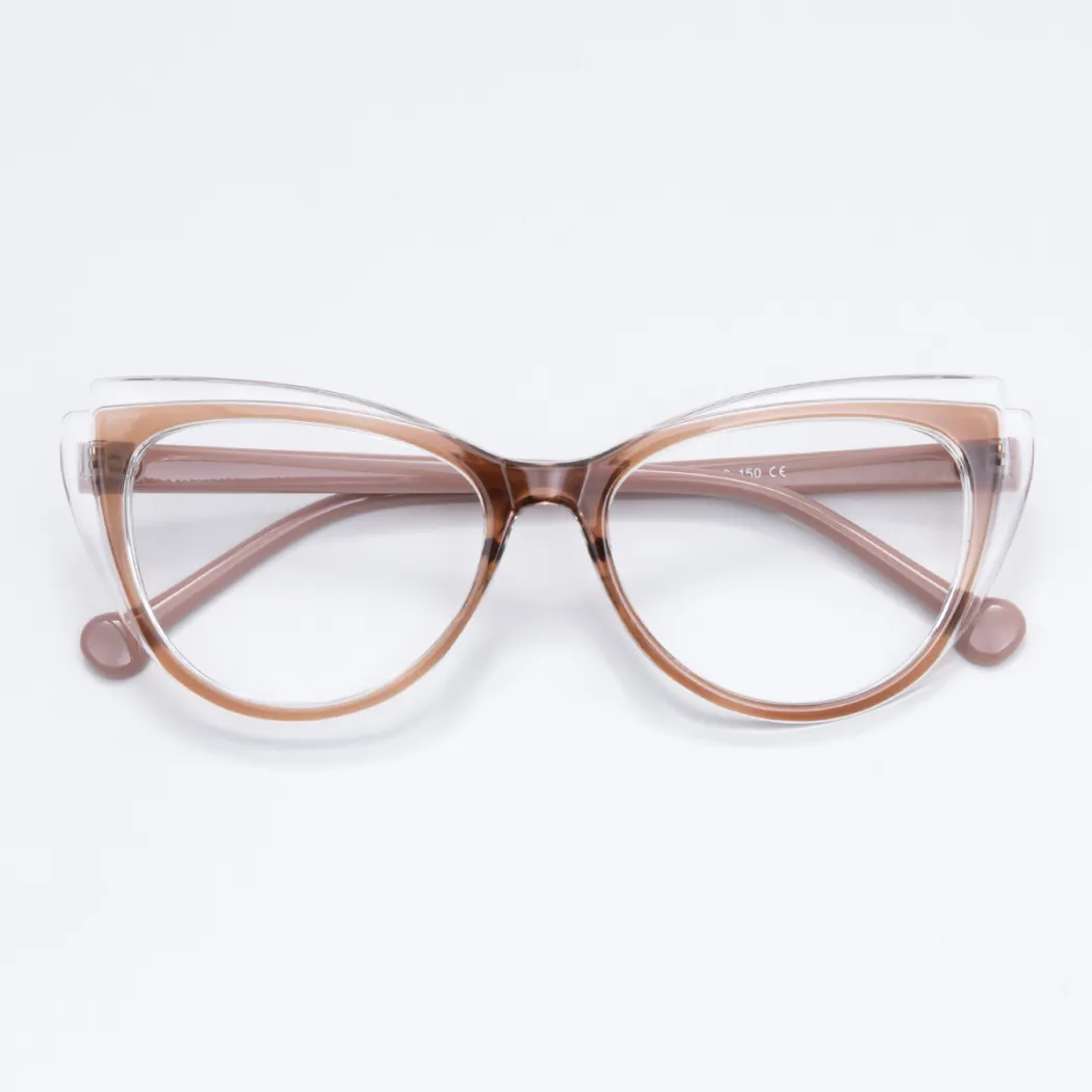 Cat-eye Brown/Clear Eyeglasses