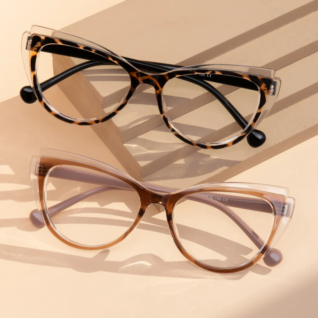 Cat-eye Brown/Clear Eyeglasses