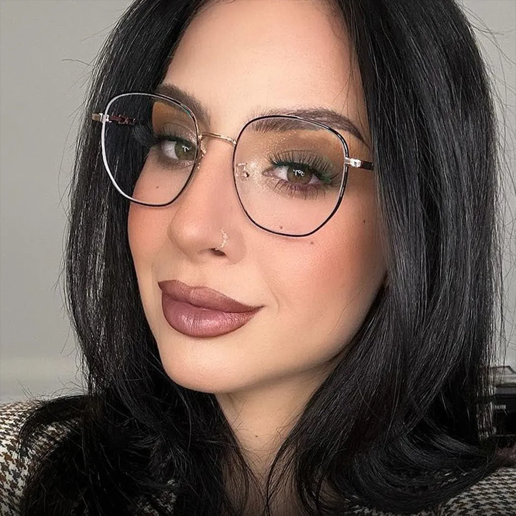 Square Black/Pink Gold Eyeglasses
