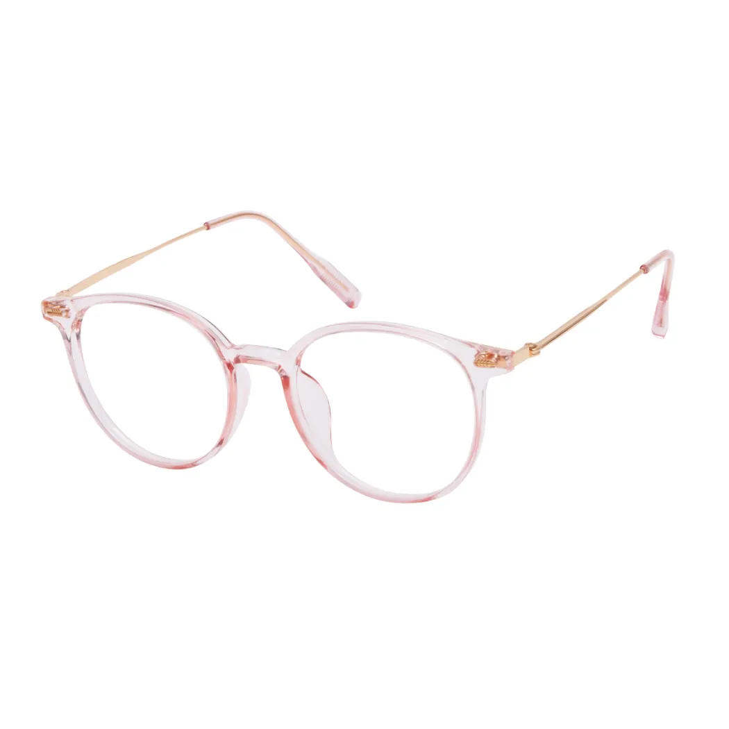 Oval Transparent Pink Eyeglasses
