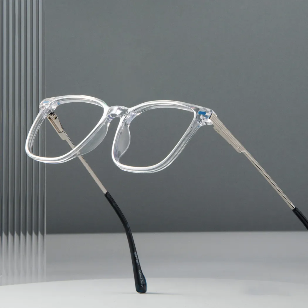 Rectangle Transparent Gray Eyeglasses