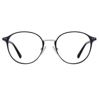 Round Black Silver Eyeglasses