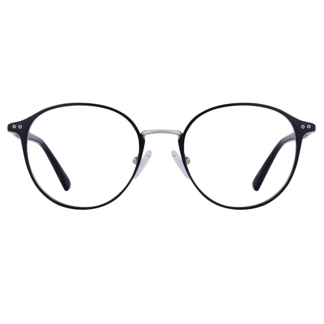 Round Black Silver Eyeglasses