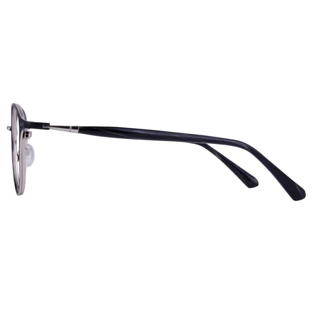 Round Black Silver Eyeglasses