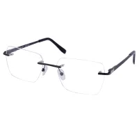 Square Black Silver Eyeglasses