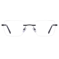 Square Black Silver Eyeglasses