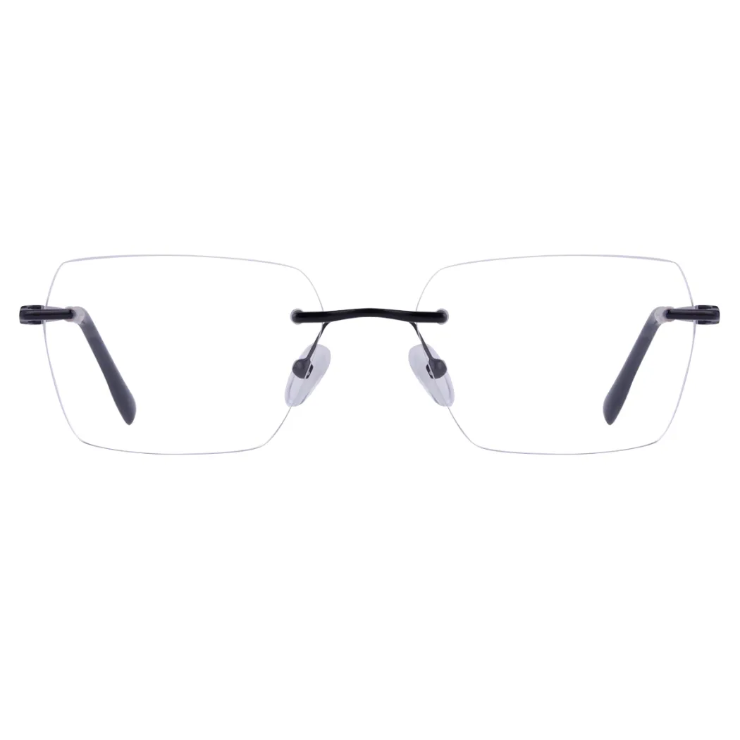 Square Black Silver Eyeglasses