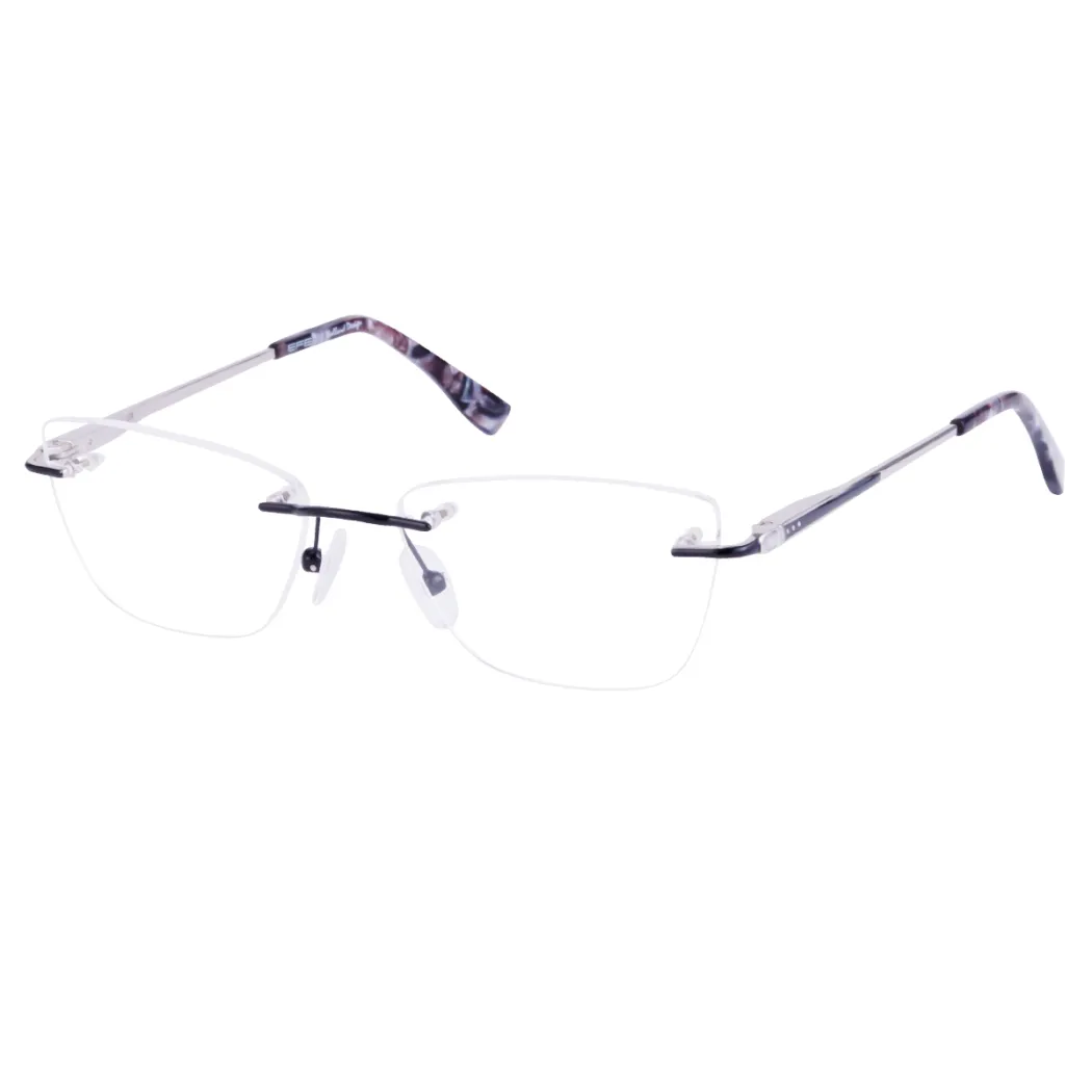 Square Black Silver Eyeglasses