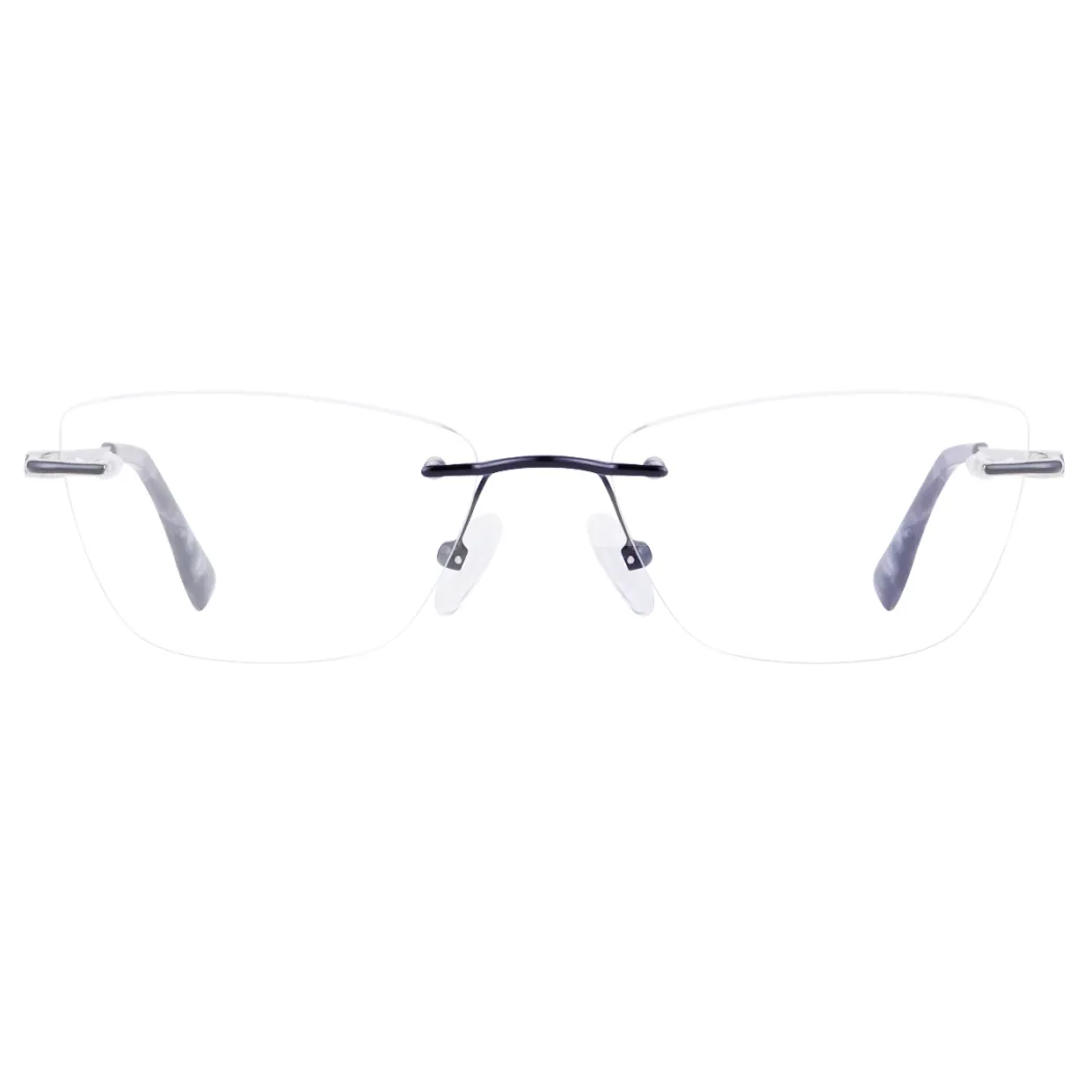 Square Black Silver Eyeglasses