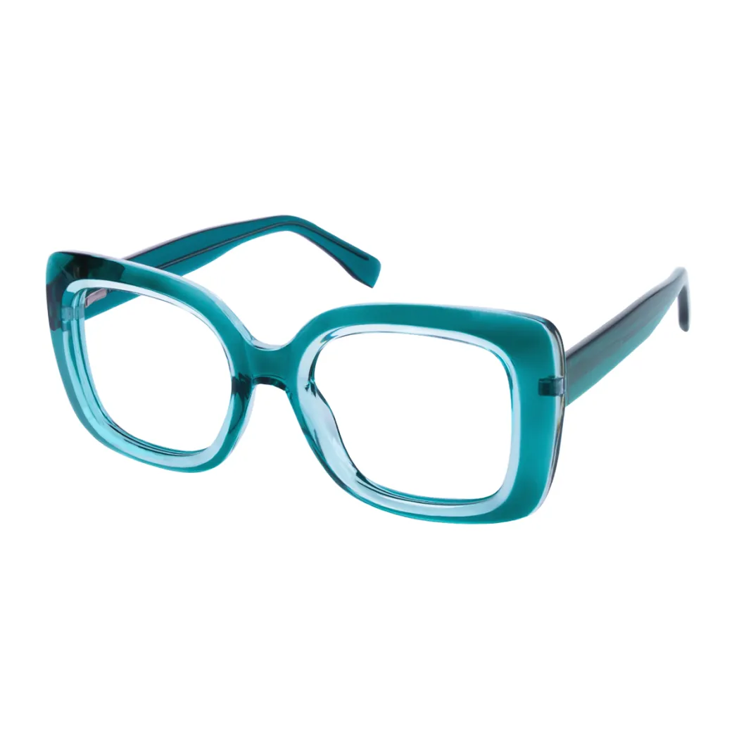 Square Transparent Green Eyeglasses