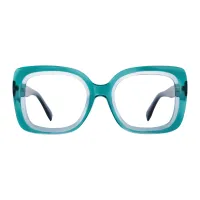 Square Transparent Green Eyeglasses