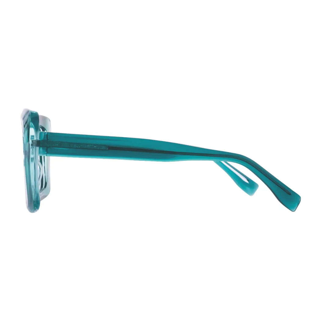 Square Transparent Green Eyeglasses