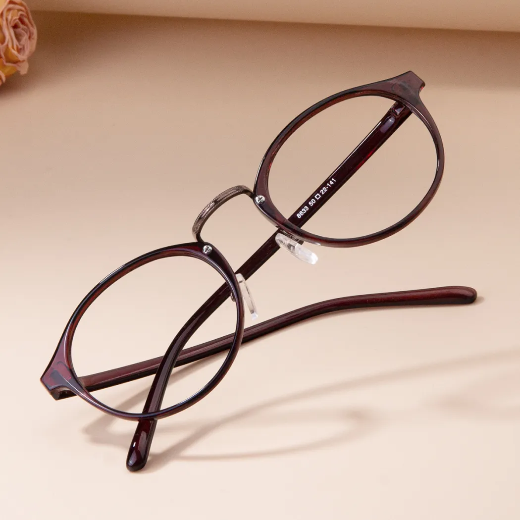 Round Transparent Brown Eyeglasses