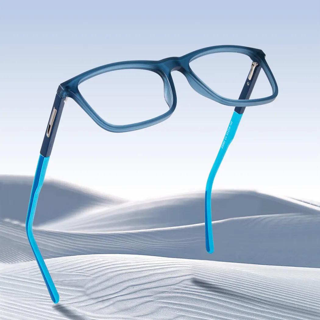Rectangle Transparent Blue Eyeglasses