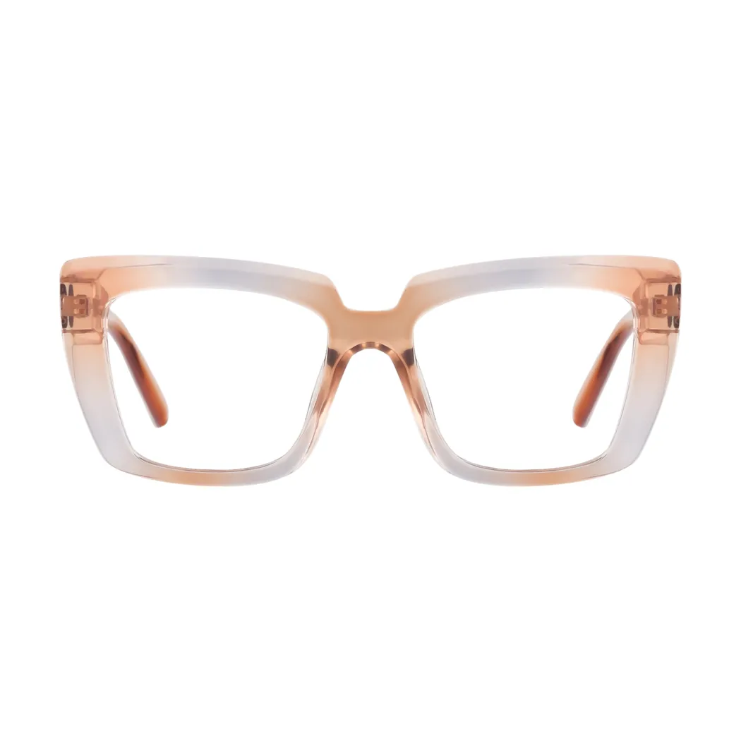 Square Transparent Brown/Transparent Gray Eyeglasses