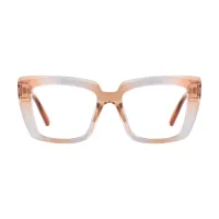 Square Transparent Brown/Transparent Gray Eyeglasses