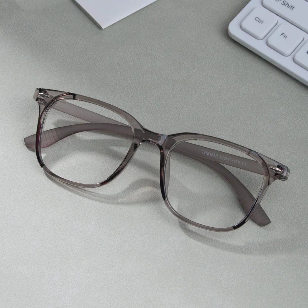 Square Transparent Gray Eyeglasses