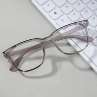 Square Transparent Gray Eyeglasses